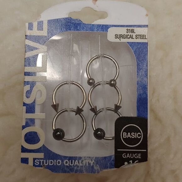 basic 16 gauge surgical steel rings for piercings, - Picture 2 of 2